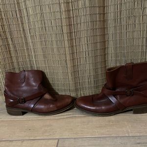 Brown leather ankle boots